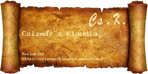 Csizmás Klaudia névjegykártya